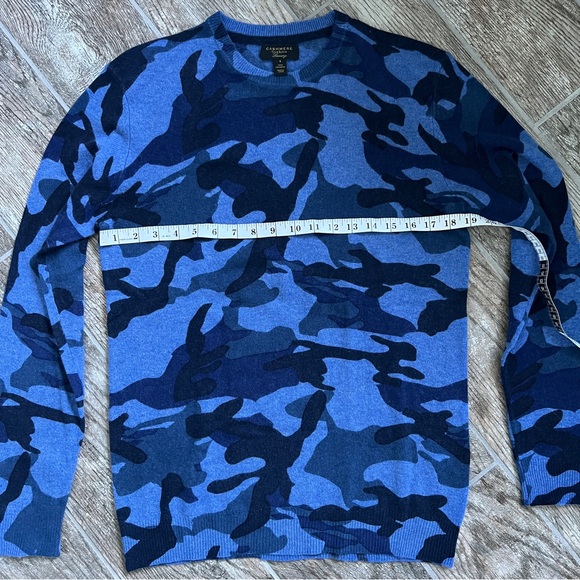 Club Room 100% Cashmere Camouflage Long Sleeve Crew Neck Sweater, Men’s Small - Picture 2 of 7